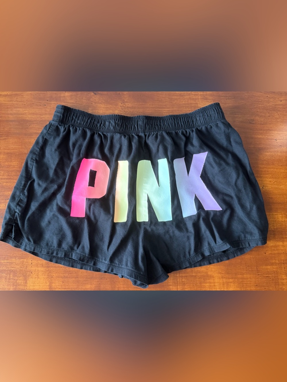 PINK Victoria's Secret Black Rainbow Ombre Sleep Shorts S